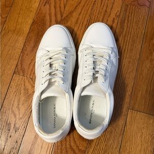 Banana Republic White Low-Top Leather Sneakers
